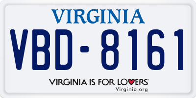 VA license plate VBD8161
