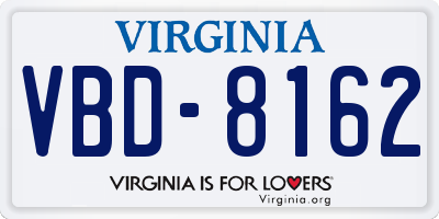VA license plate VBD8162