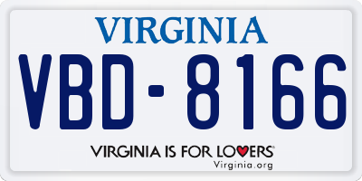 VA license plate VBD8166