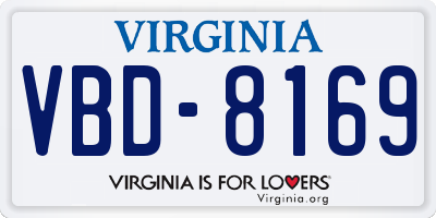 VA license plate VBD8169
