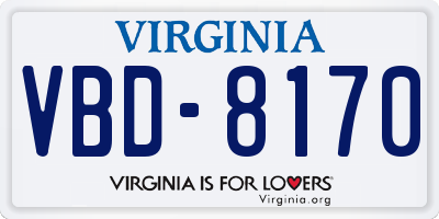 VA license plate VBD8170