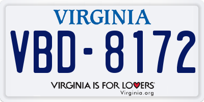 VA license plate VBD8172