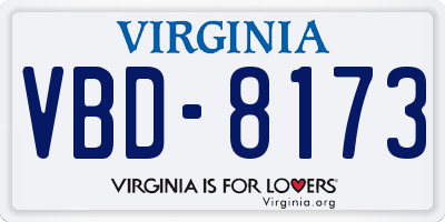 VA license plate VBD8173