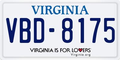 VA license plate VBD8175