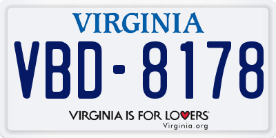 VA license plate VBD8178