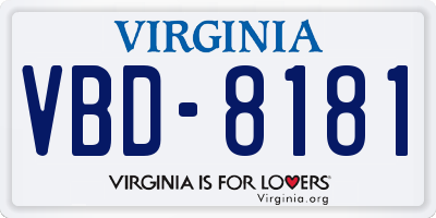 VA license plate VBD8181