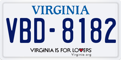 VA license plate VBD8182