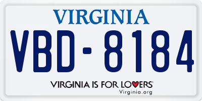 VA license plate VBD8184