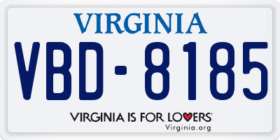 VA license plate VBD8185