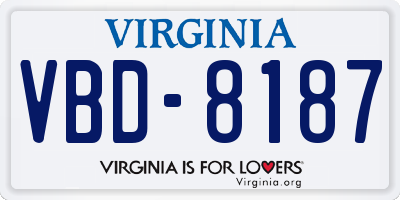 VA license plate VBD8187