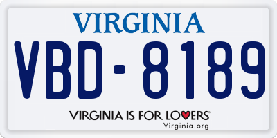VA license plate VBD8189