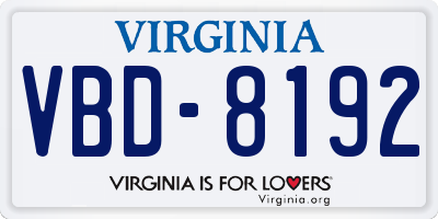 VA license plate VBD8192