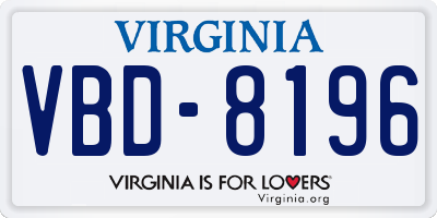 VA license plate VBD8196