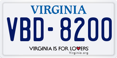 VA license plate VBD8200