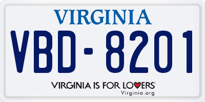 VA license plate VBD8201