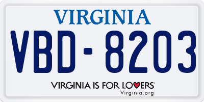 VA license plate VBD8203