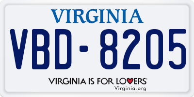 VA license plate VBD8205