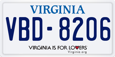 VA license plate VBD8206