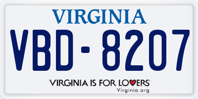 VA license plate VBD8207
