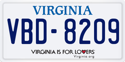 VA license plate VBD8209