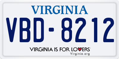 VA license plate VBD8212