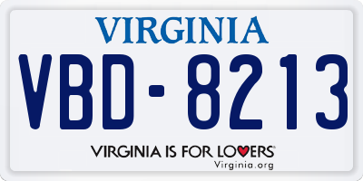VA license plate VBD8213