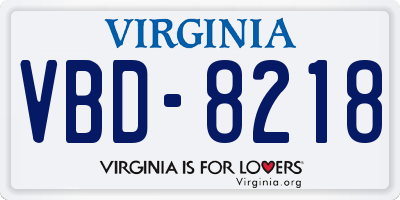 VA license plate VBD8218