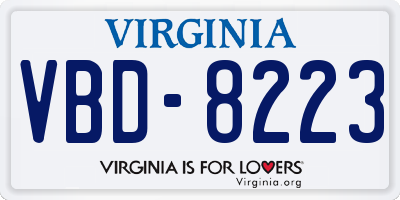 VA license plate VBD8223