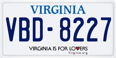 VA license plate VBD8227