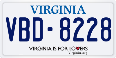 VA license plate VBD8228