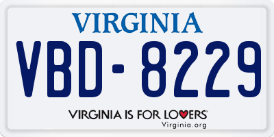 VA license plate VBD8229