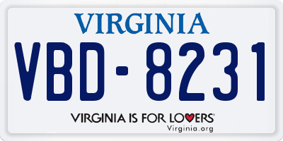 VA license plate VBD8231