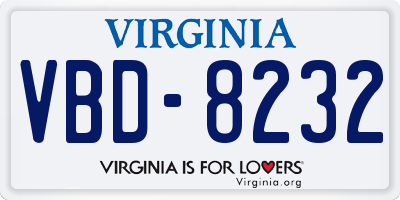 VA license plate VBD8232