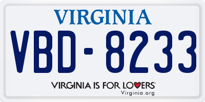 VA license plate VBD8233