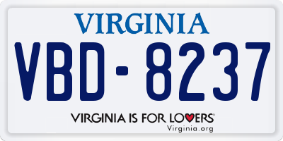 VA license plate VBD8237