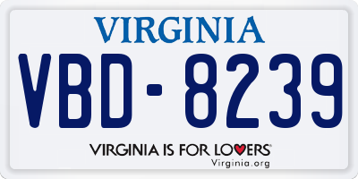 VA license plate VBD8239