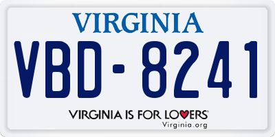 VA license plate VBD8241
