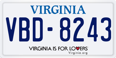 VA license plate VBD8243