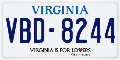 VA license plate VBD8244