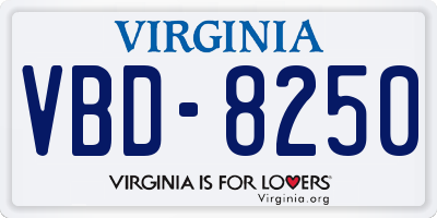 VA license plate VBD8250