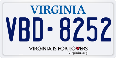 VA license plate VBD8252