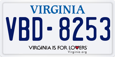 VA license plate VBD8253