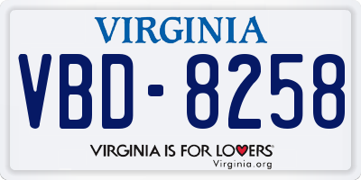 VA license plate VBD8258