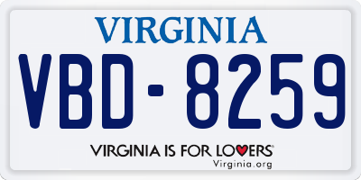 VA license plate VBD8259
