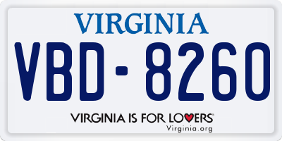 VA license plate VBD8260