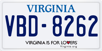 VA license plate VBD8262