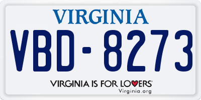 VA license plate VBD8273