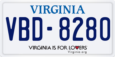 VA license plate VBD8280