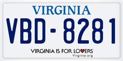 VA license plate VBD8281
