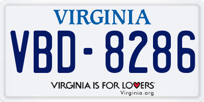 VA license plate VBD8286